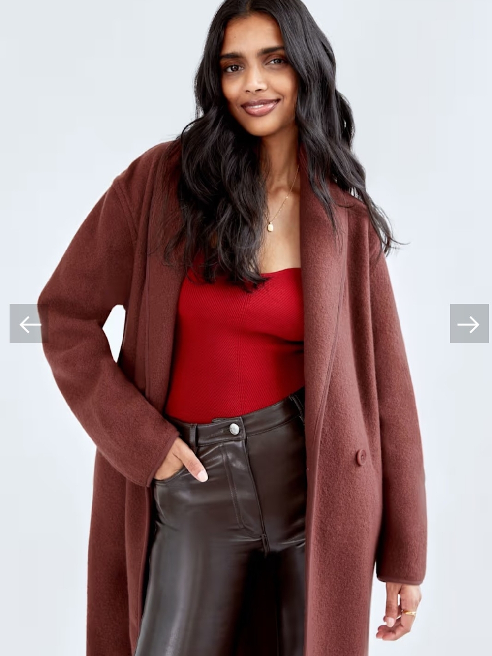 Wilfred Charlize 100% Merino Wool Long Coat Rust Large Aritzia Minimalist - Picture 2 of 14